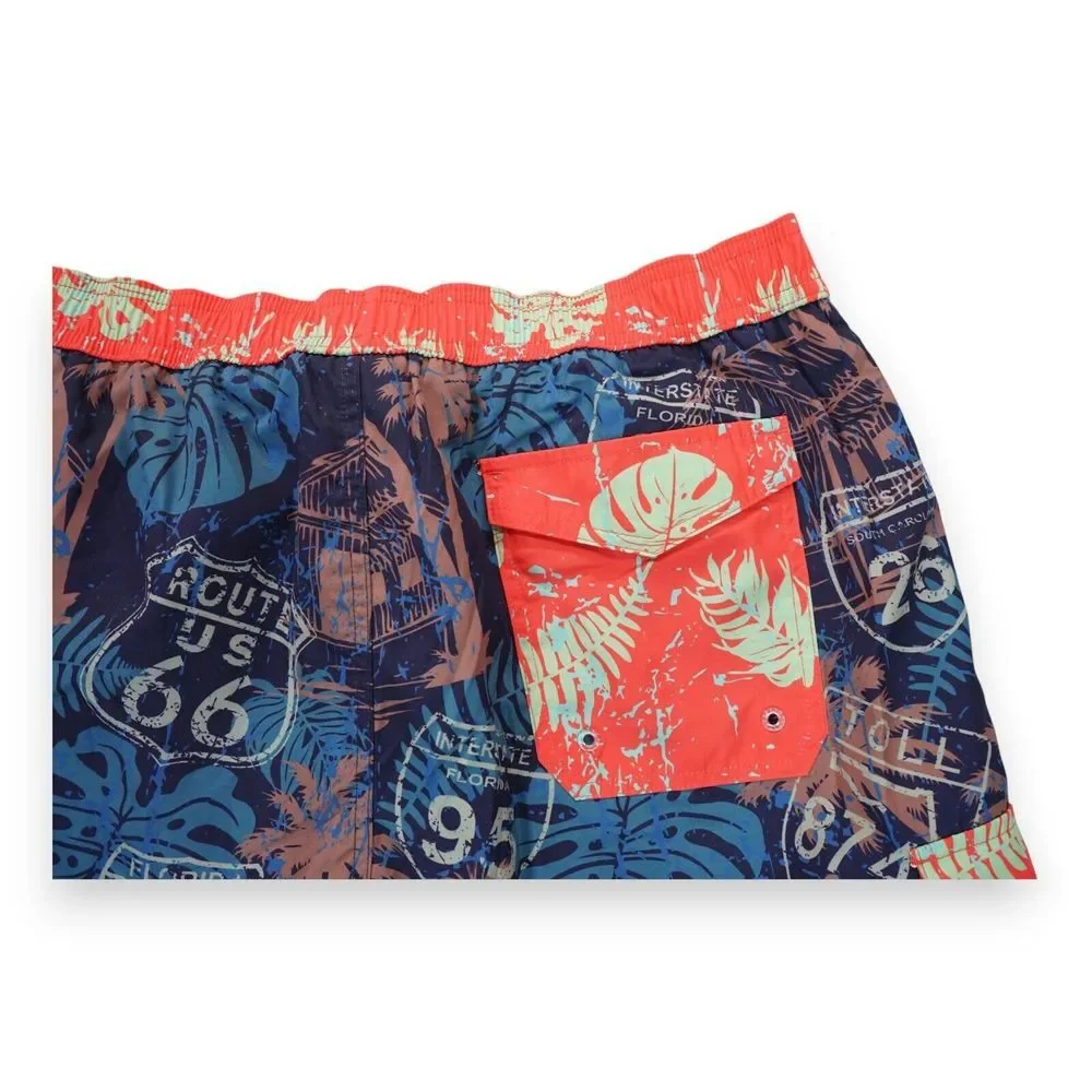 NWT Trunkers Road Trip Men's‎ Swim Trunks 57 Chevy Size XL All Over Print